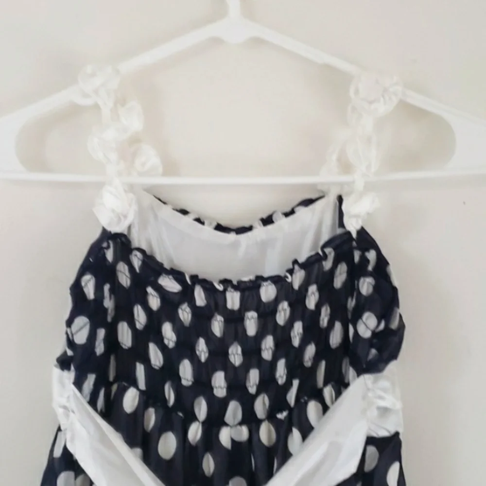 Sugar Plum Girls Polka Dot White Flower Strap Kids Dress Size 8